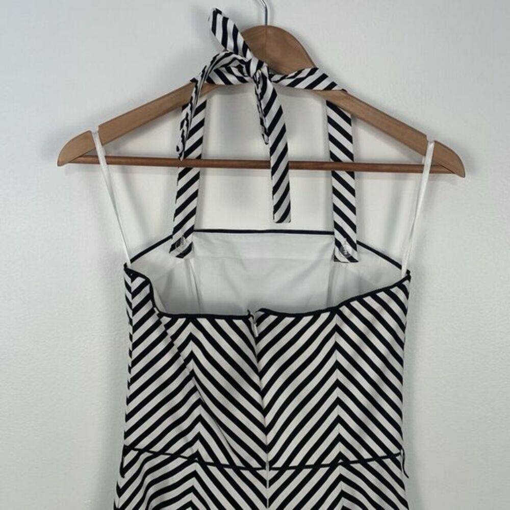 White House Black Market Striped Halter Removable Straps A-Line Party Dress SZ 0 - Picture 4 of 9